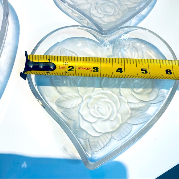 Studio Nova Winter Rose Big & Small Hearts Glass Dish Tray Frosted Vintage - Picture 11 of 14
